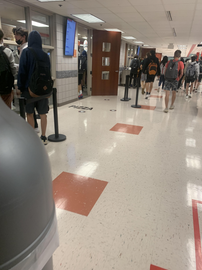 Students follow new protocols for the cafeteria.